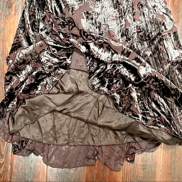 Coldwater Creek Burnt Velvet Flowy Brown Whimsigoth Skirt - Picture 6 of 9
